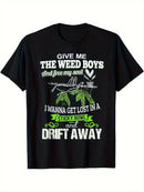 Give Me A Handful of Weed To Set My Soul Free T-shirt, Men's Cotton Men's Round Neck Short Sleeve Printed T-shirt Black Casual