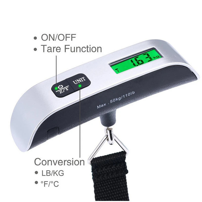 Portable Digital Luggage Scale with Temperature Display
