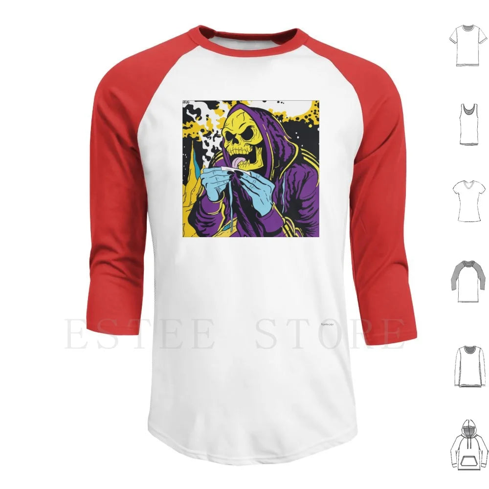 Skeletor Hoodies Long Sleeve Skeletor Skeleton Supervillain He Man Cartoon Cartoons Doobie Weed Smoking