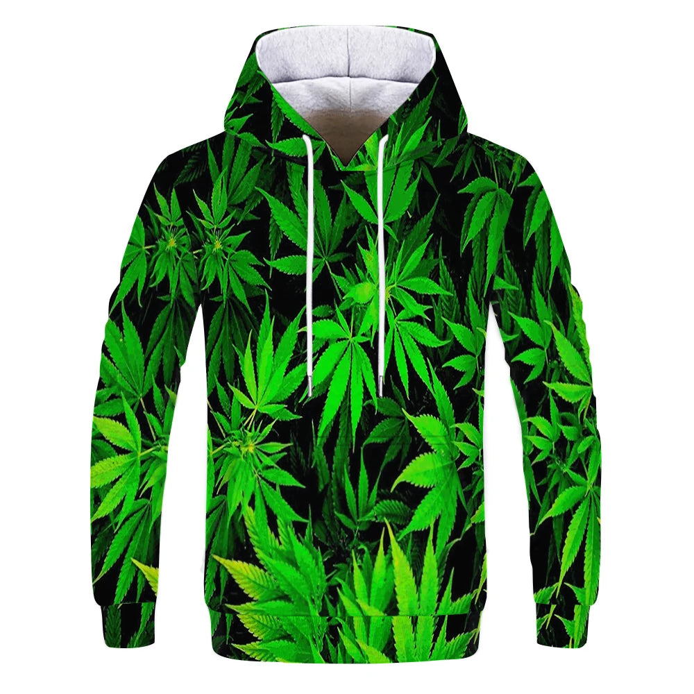 3D Print weed hoodies tops pullover Men/Women Hooded Sweatshirts Casual green weed leaf Hoodie weed 3d hoodies jacket homme