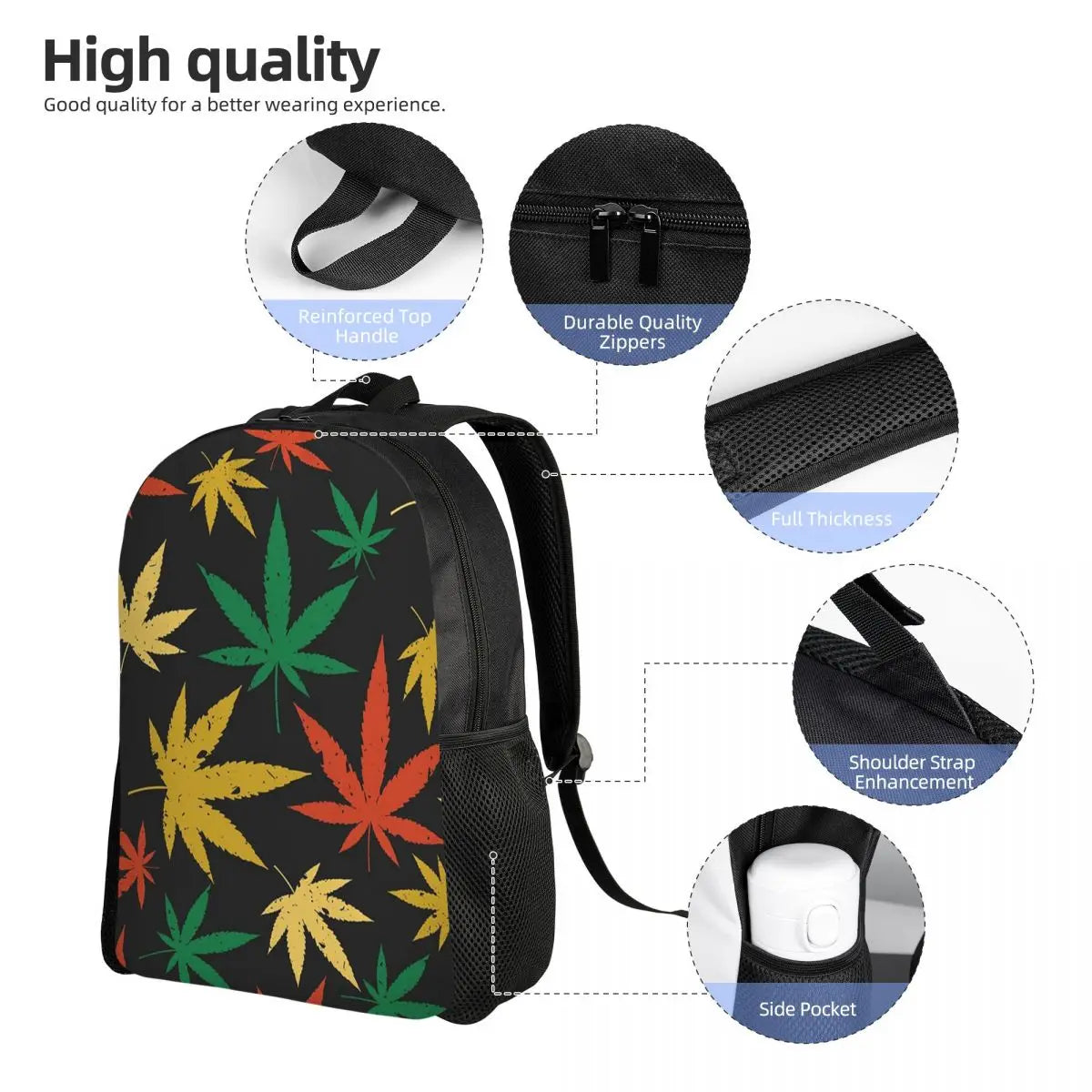 Cannabis Seamless Print Backpack