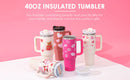 40 Oz Insulated Tumbler with Handle Straw Vacuum Stainless Steel Spill Proof Lid