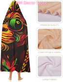 Weed Rasta Liones Jamaica Flag Wearable Hooded Blanket Soft Hoodie Blanket Throw Blankets Cloak