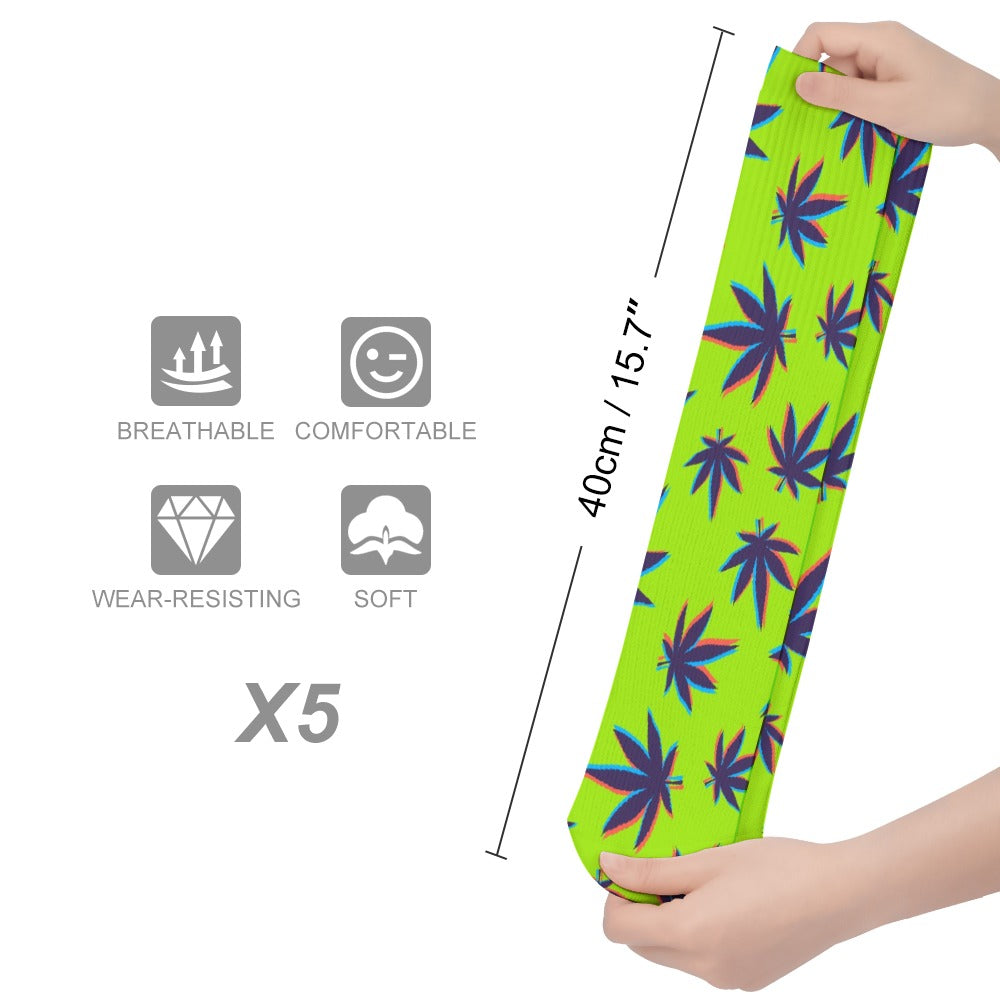 420 Weed Socks 5 Pack Sweat-Proof Odor-Resistant Breathable Large Socks