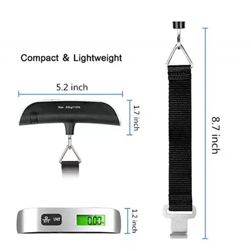 Portable Digital Luggage Scale with Temperature Display