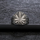 Retro Cannabis Leaf Open Ring