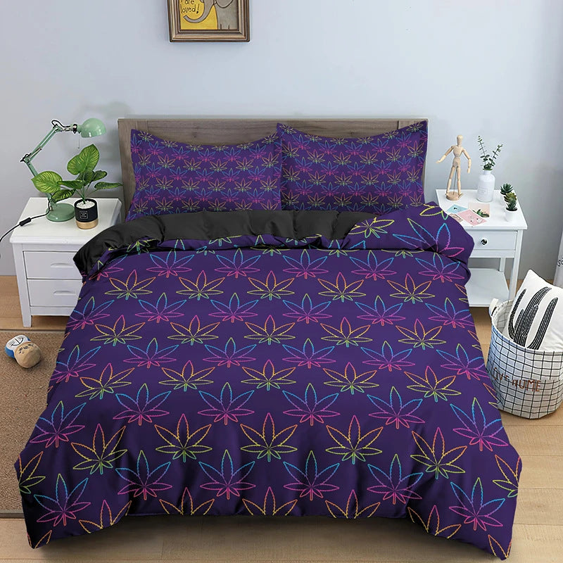 Colorful Psychedelic Weed Leaf Bedding Set Multiple Sizes Available