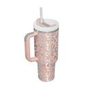 40 Oz Insulated Tumbler with Handle Straw Vacuum Stainless Steel Spill Proof Lid