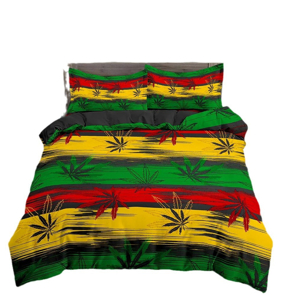 Colorful Psychedelic Weed Leaf Bedding Set Multiple Sizes Available