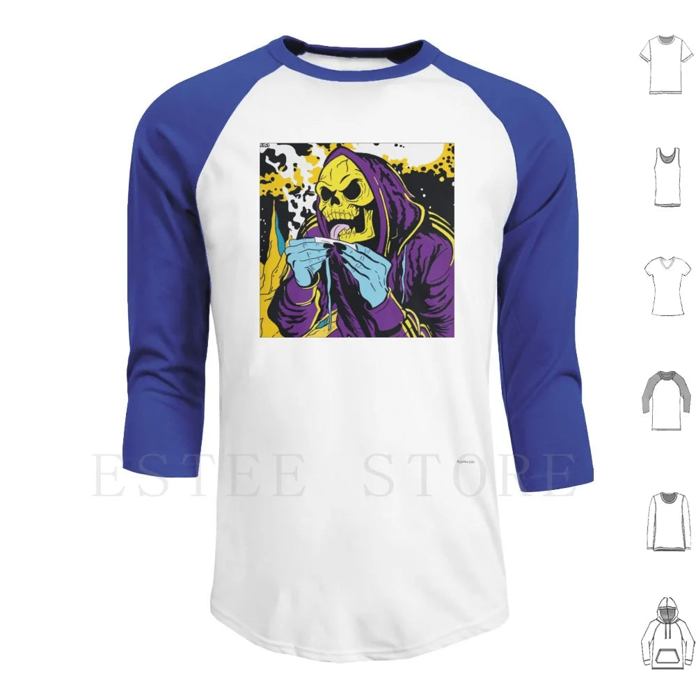 Skeletor Hoodies Long Sleeve Skeletor Skeleton Supervillain He Man Cartoon Cartoons Doobie Weed Smoking
