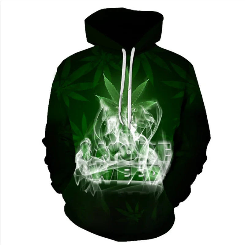 3D Print weed hoodies tops pullover Men/Women Hooded Sweatshirts Casual green weed leaf Hoodie weed 3d hoodies jacket homme
