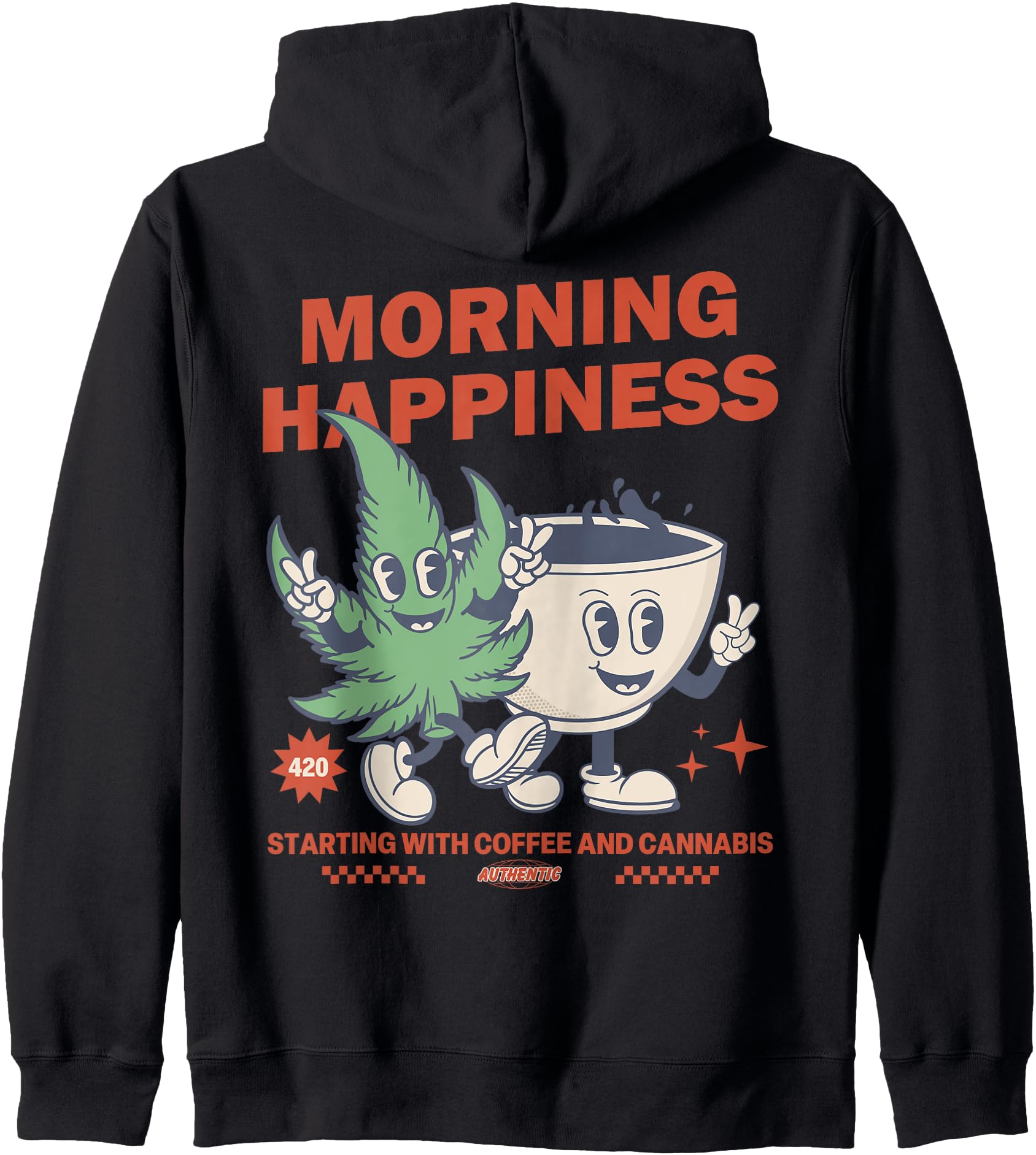 COFFEE & CANNABIS Marijuana Weed THC 420 Pothead Wake & Bake Zip Hoodie