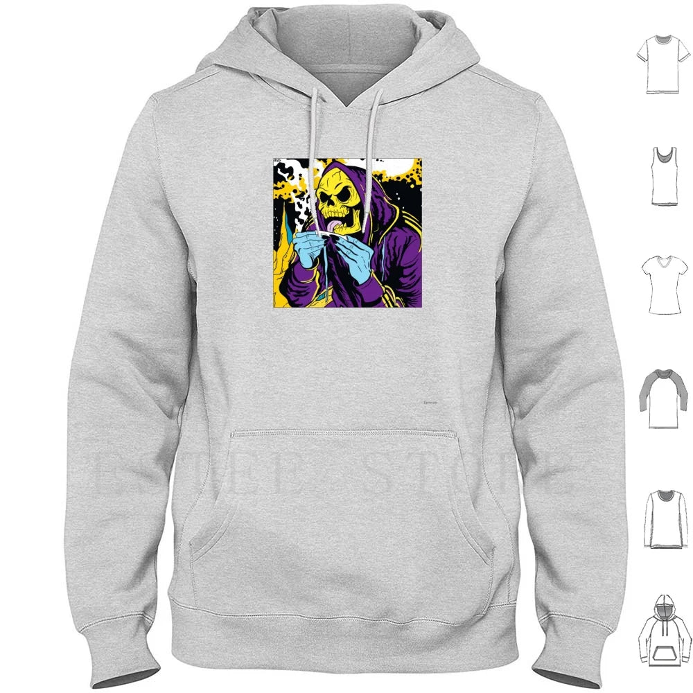 Skeletor Hoodies Long Sleeve Skeletor Skeleton Supervillain He Man Cartoon Cartoons Doobie Weed Smoking