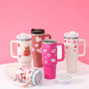40 Oz Insulated Tumbler with Handle Straw Vacuum Stainless Steel Spill Proof Lid