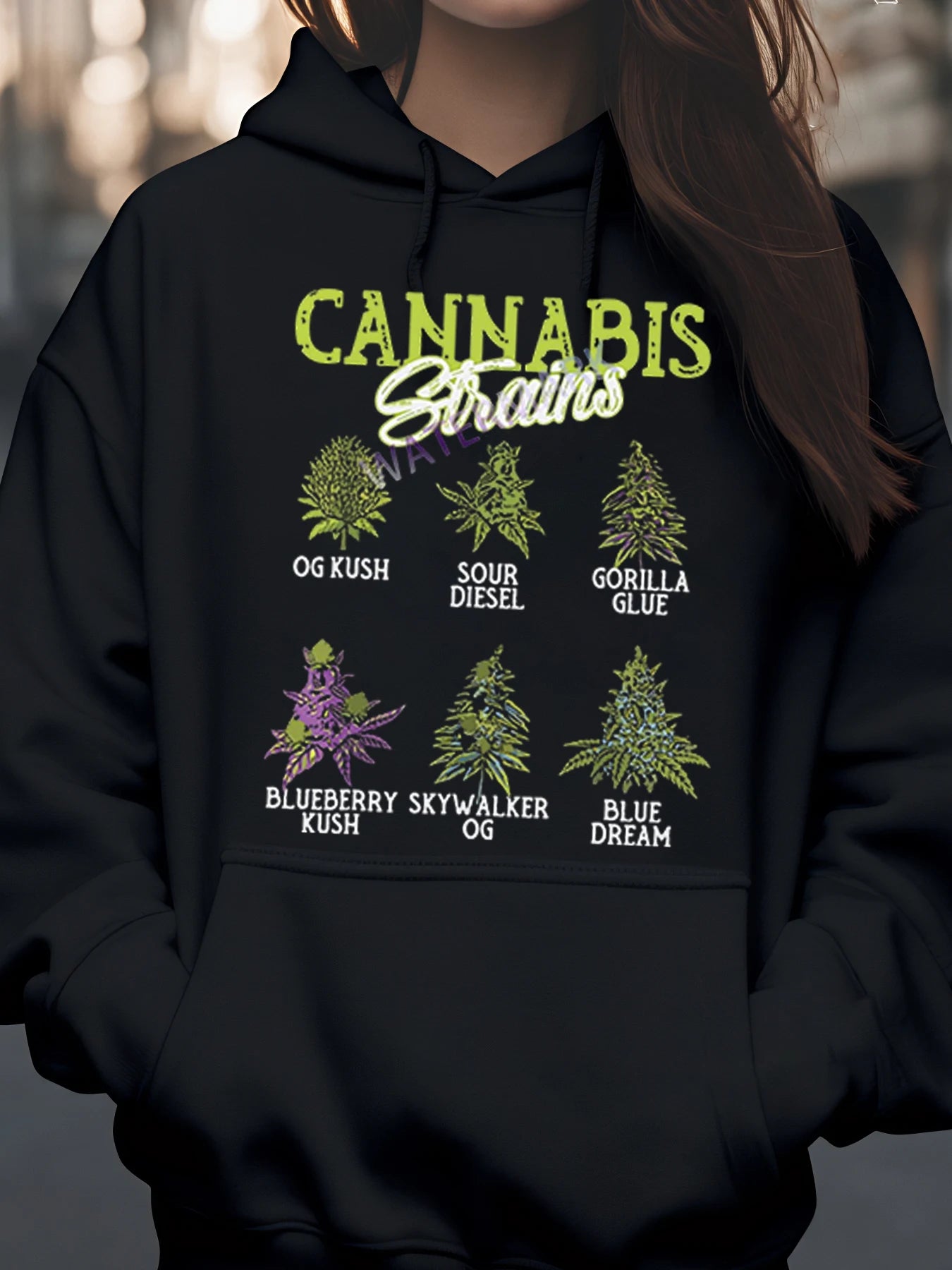 Cannabis Strains Printed Hoodie Halloween Casual Wear Unisex Streetwear