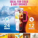 40 Oz Insulated Tumbler with Handle Straw Vacuum Stainless Steel Spill Proof Lid
