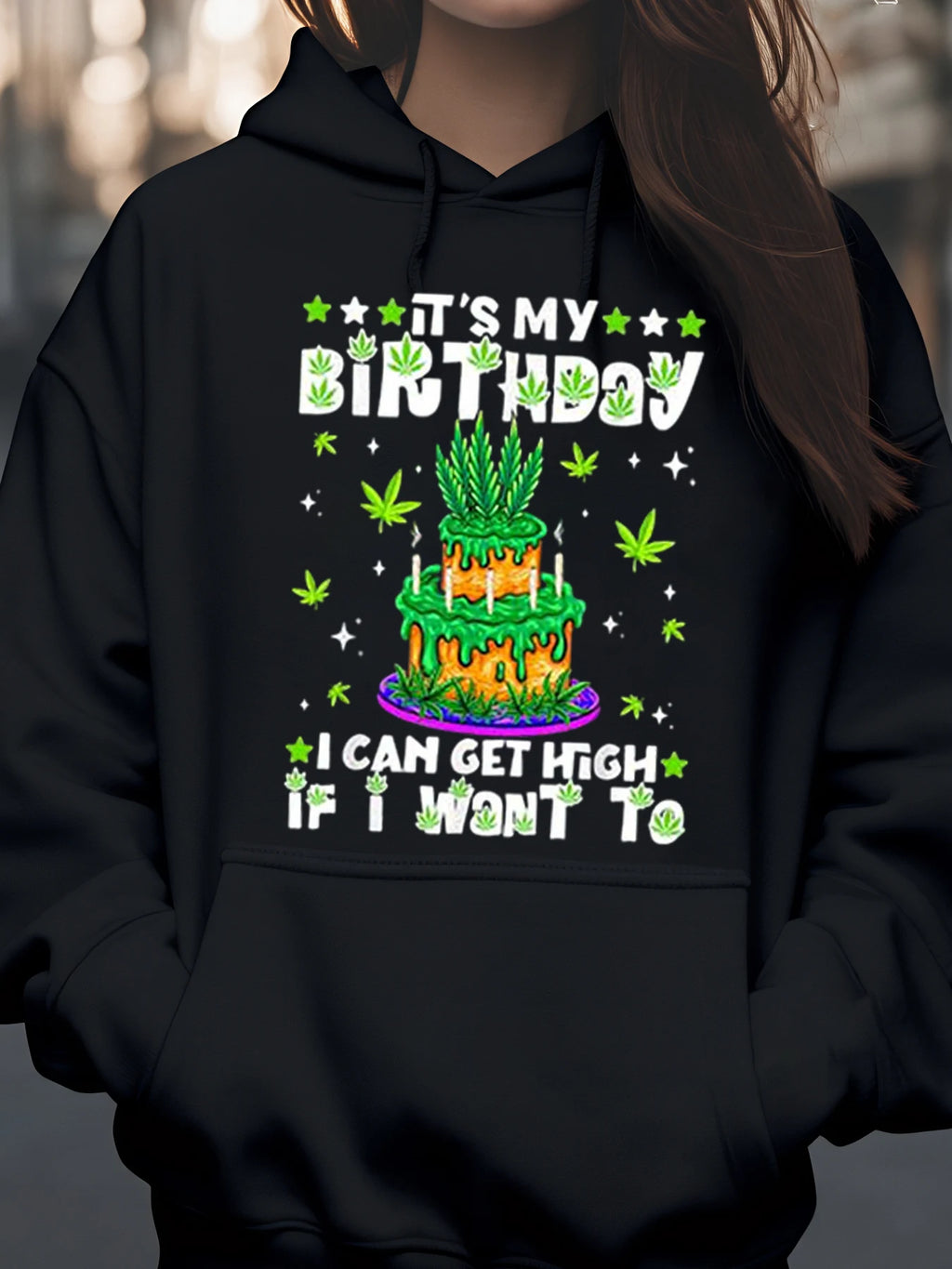 Cannabis Cake Birthday Design Hoodie for Party Celebration Adults