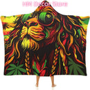 Weed Rasta Liones Jamaica Flag Wearable Hooded Blanket Soft Hoodie Blanket Throw Blankets Cloak