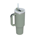 40 Oz Insulated Tumbler with Handle Straw Vacuum Stainless Steel Spill Proof Lid