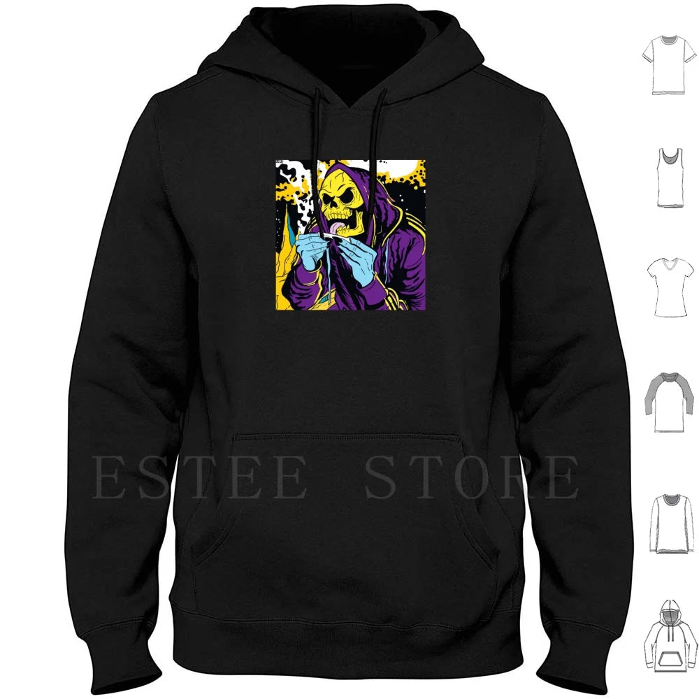 Skeletor Hoodies Long Sleeve Skeletor Skeleton Supervillain He Man Cartoon Cartoons Doobie Weed Smoking